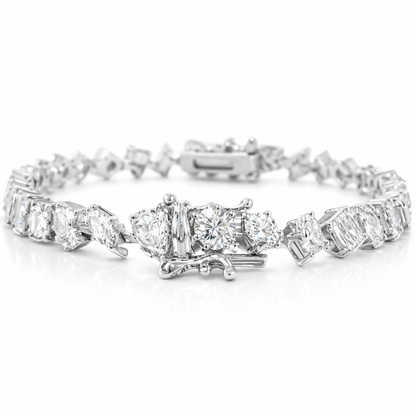 1.37CT Round 5.42CT Mixed Shape Lab Diamond Bracelet 14k White Gold
