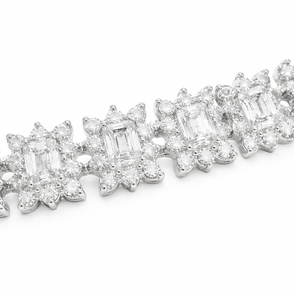 4.95CT Round 6.32CT Emerald Cut Lab Diamond Bracelet  14k Gold