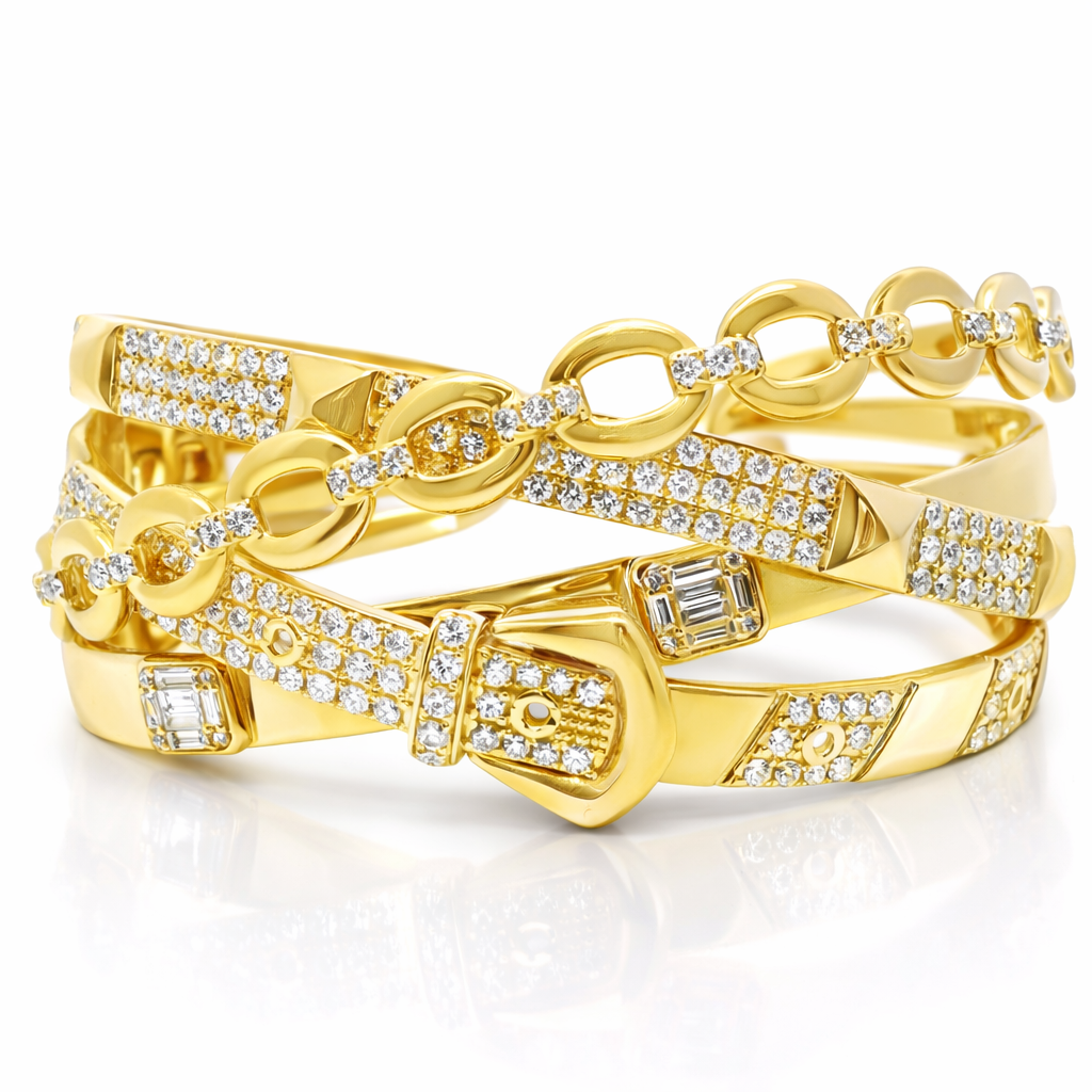 3.80CT Diamond Bangle 14K Yellow Gold