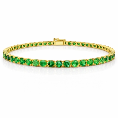 5.69CT Emerald Tennis Bracelet 14k Yellow Gold