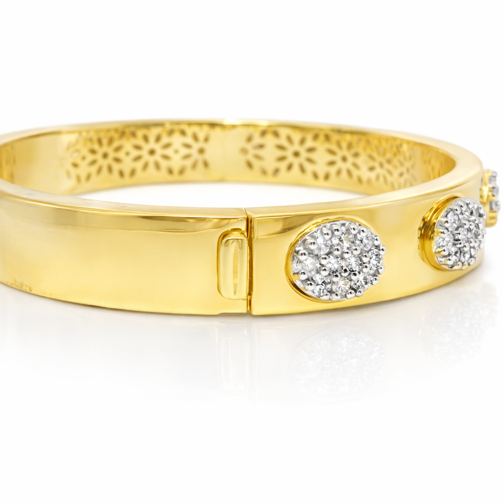 1.31CT Diamond Bangle 14k Yellow Gold