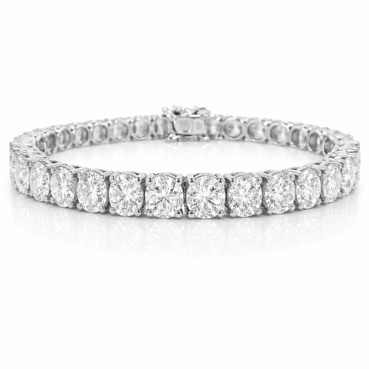 26.44CT Round Cut Lab Diamond 4 Prong Tennis Bracelet 14K Gold
