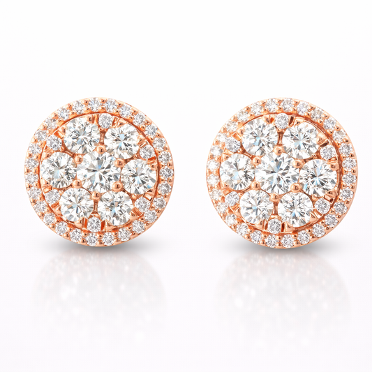 2.16CT Diamond 14k Rose Gold Earring