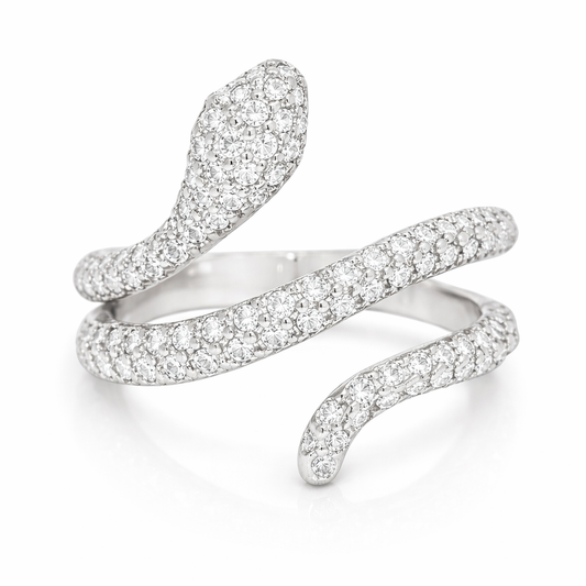 0.63CT Diamond Snake Ring 14K White Gold