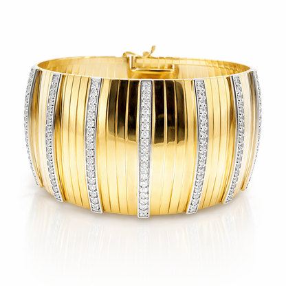1.86CT Diamond Bangle 14k Yellow Gold