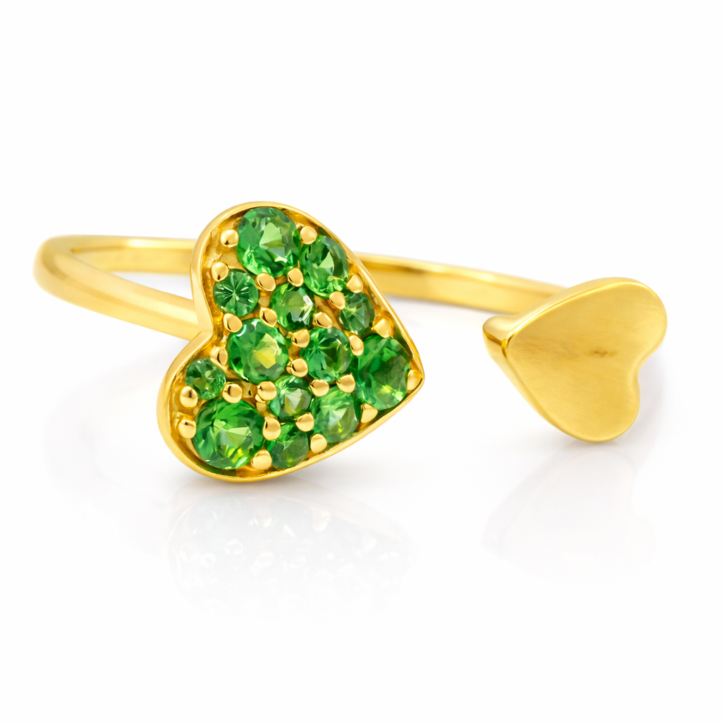 0.33CT Green Garnet Sapphire Ring 14k Yellow Gold