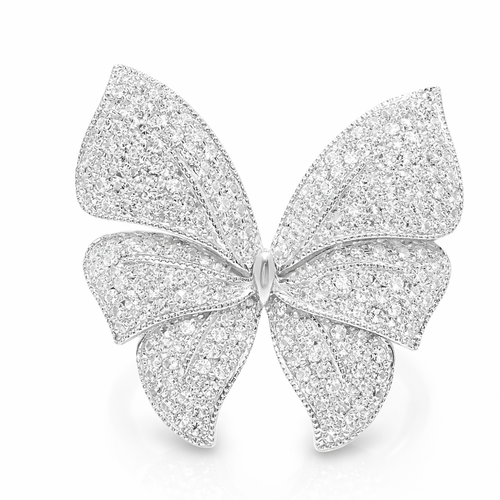 0.54CT Diamond Butterfly Ring 14k White Gold