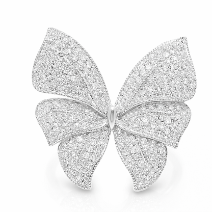 0.54CT Diamond Butterfly Ring 14k White Gold