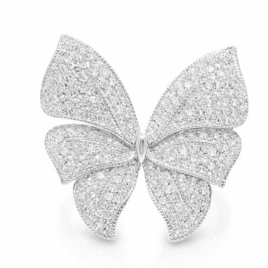 0.54CT Diamond Butterfly Ring 14k White Gold