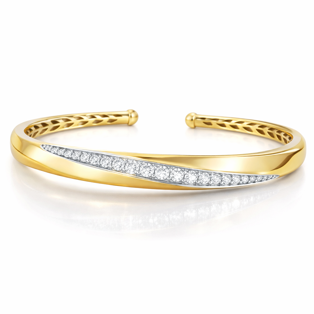 0.86CT Diamond Bangle 14k Yellow Gold