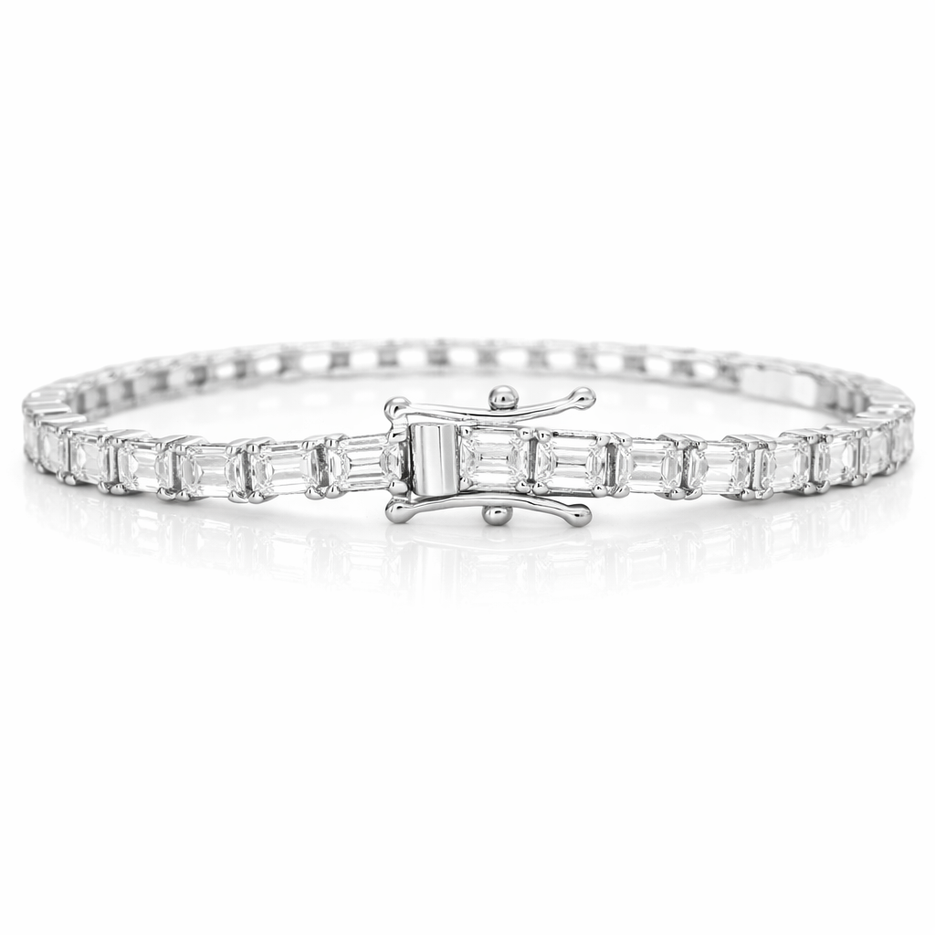 5.95CT Lab Diamond Emerald Cut Bracelet 14k Gold