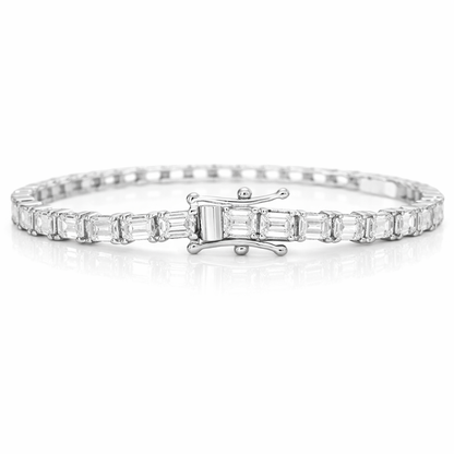 5.95CT Lab Diamond Emerald Cut Bracelet 14k Gold