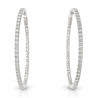 0.56CT Diamond Hoop Earrings 14k White Gold