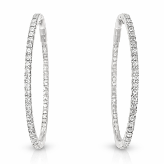 0.56CT Diamond Hoop Earrings 14k White Gold