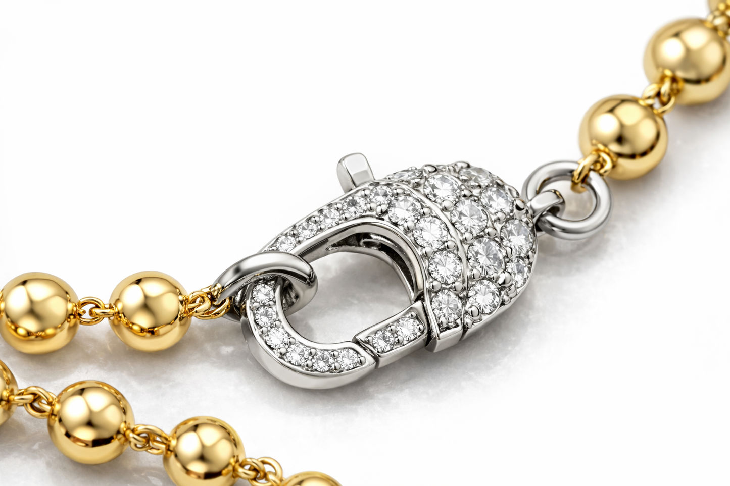 4.30CT Diamond Plain Gold Ball Necklace 14k Yellow Gold