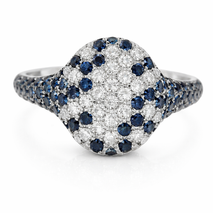 0.15CT Diamond and 0.67CT Blue Sapphire Ring 14k White Gold