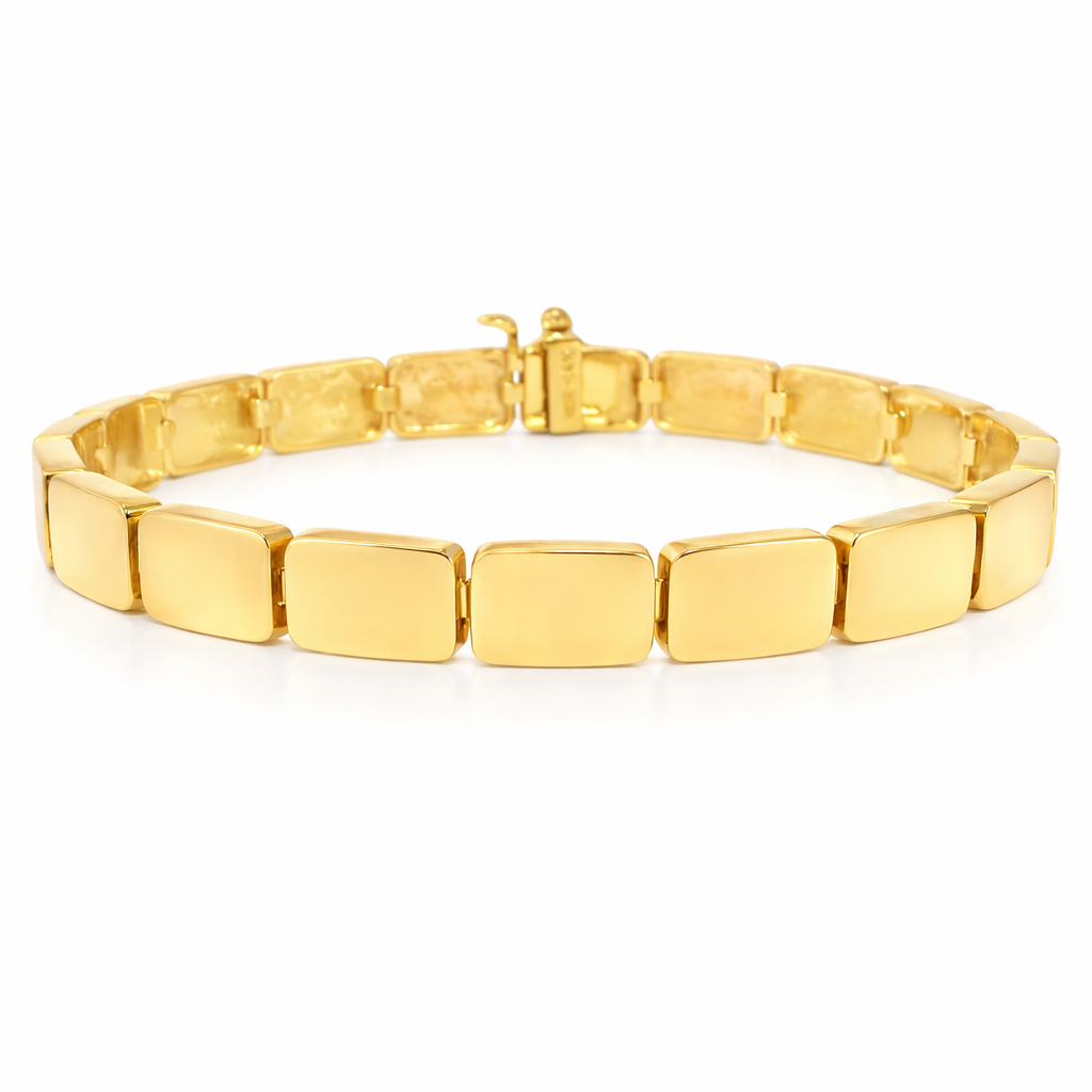 Plain Rectangle Shape 14k Yellow Gold Bracelet