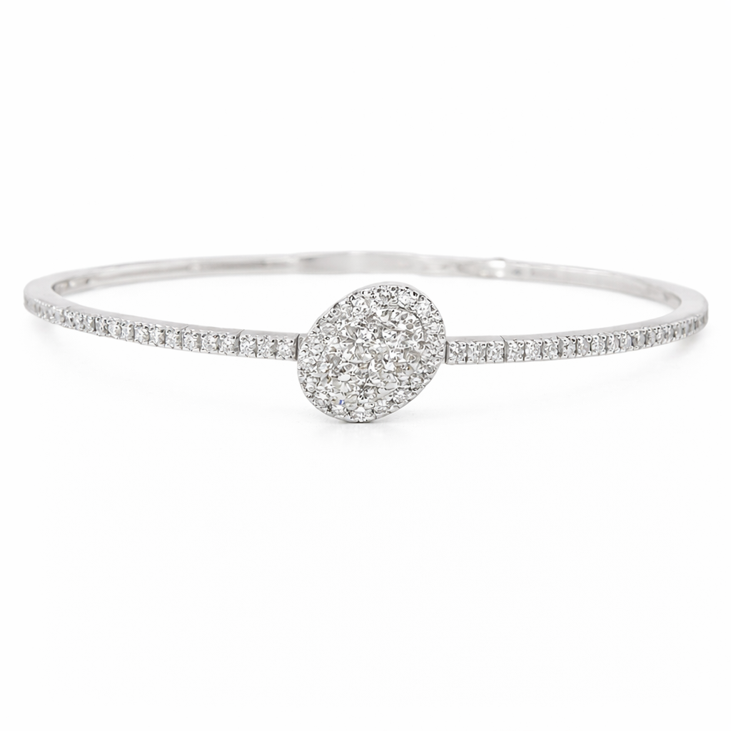 1.14CT Diamond Bangle 18k White Gold