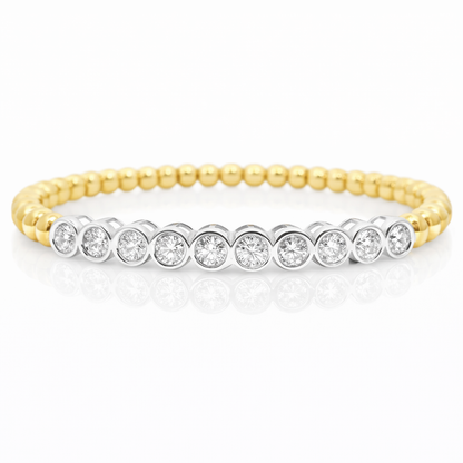 1.51CT Diamond Bangle 14k Yellow Gold