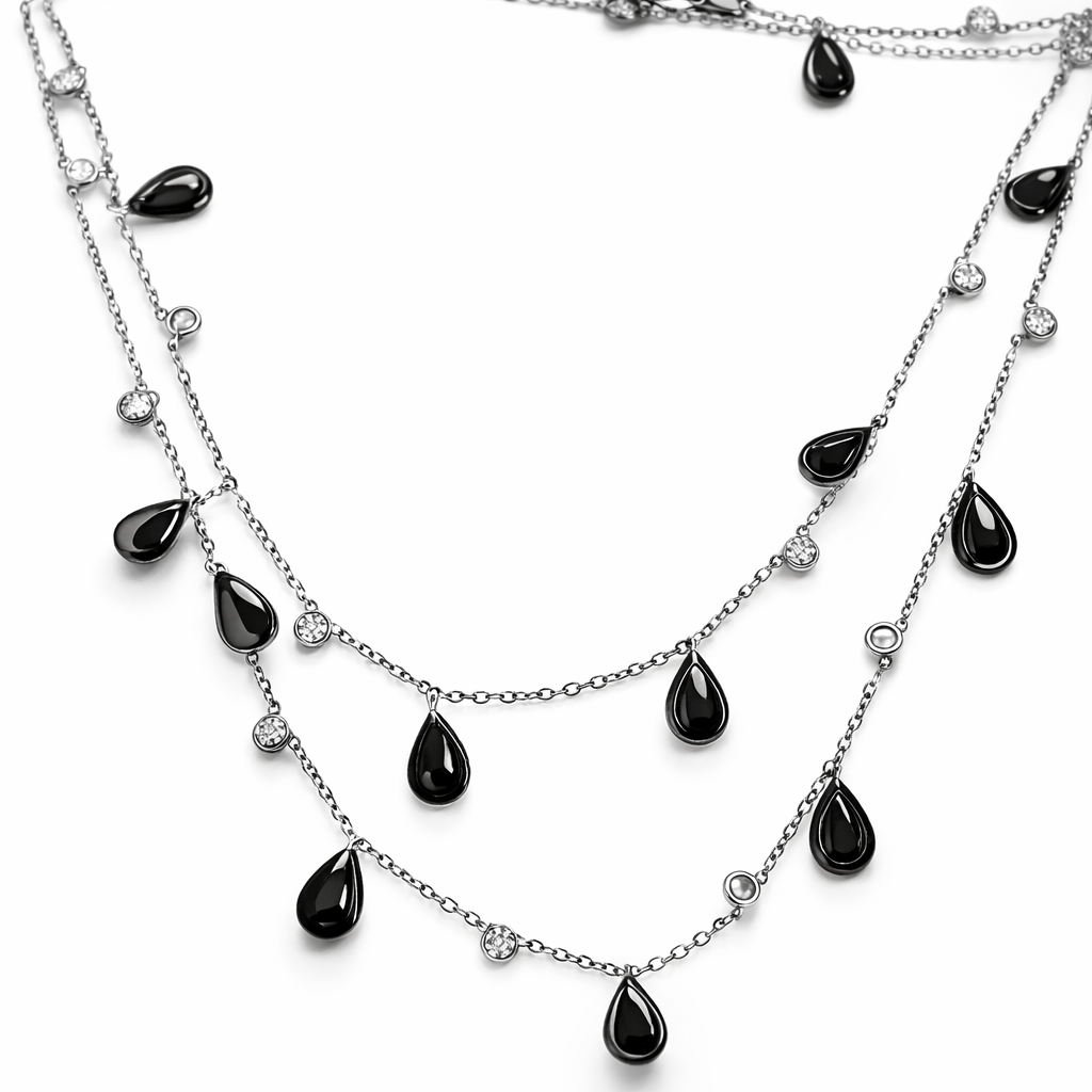 1.48CT Diamond 4.65CT Black Diamond Necklace 18k White Gold