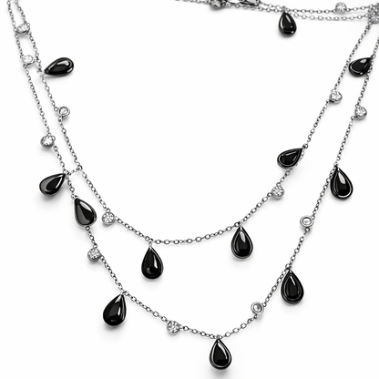 1.48CT Diamond 4.65CT Black Diamond Necklace 18k White Gold