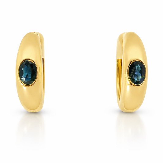 0.65CT Blue Sapphire 14k Yellow gold Earring