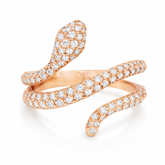 0.63CT Diamond Snake Ring 14K Rose Gold