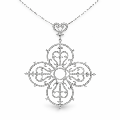 3.00CT Diamond Cross Pendant 14k White Gold