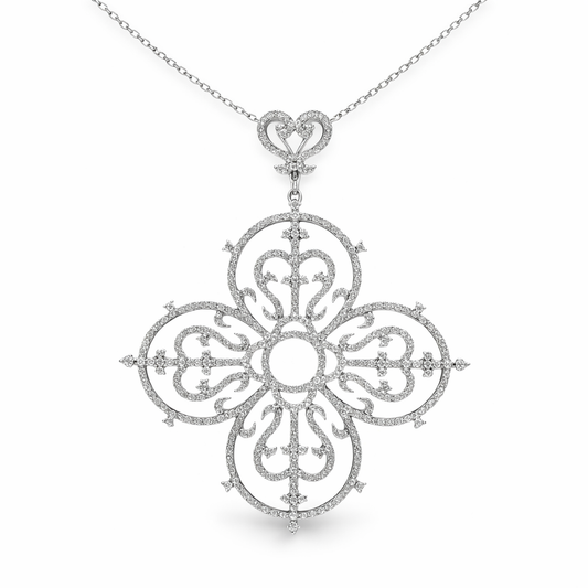 3.00CT Diamond Cross Pendant 14k White Gold