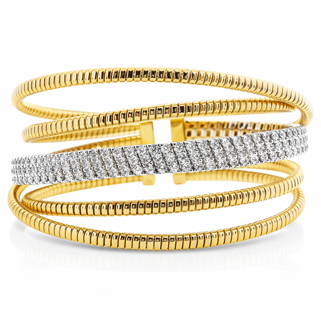 2.25CT Diamond Bangle 14k Yellow Gold