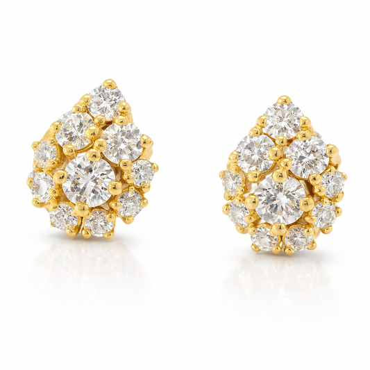 0.70CT Diamond  14k  Yellow Gold Earring