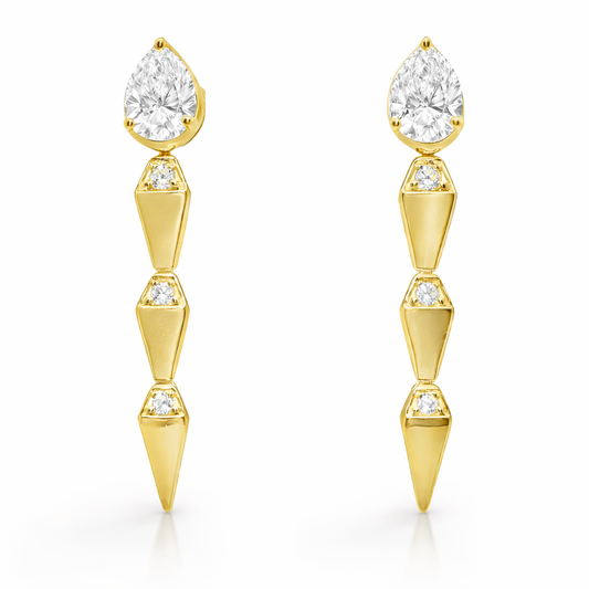 1.38CT  Lab Diamond 14k Yellow Gold Earring