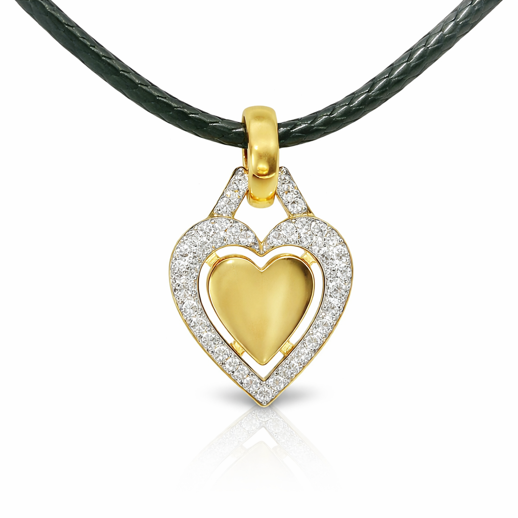 0.43CT Heart Charm Pendant 18k Yellow Gold