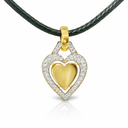 0.43CT Heart Charm Pendant 18k Yellow Gold