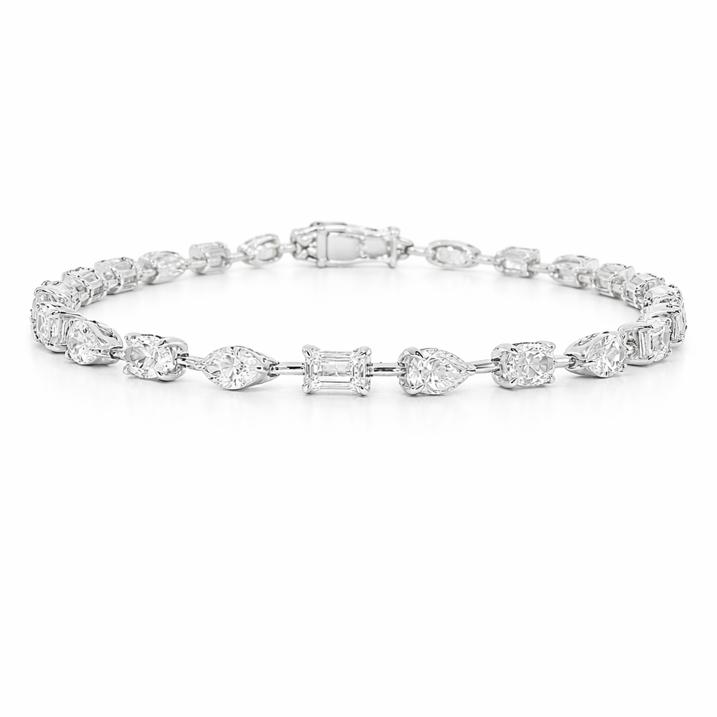 5.05CT Diamond Multi Shape Bracelet 18k White Gold