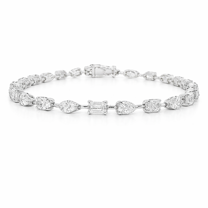 5.05CT Diamond Multi Shape Bracelet 18k White Gold