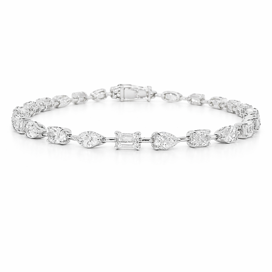 5.05CT Diamond Multi Shape Bracelet 18k White Gold