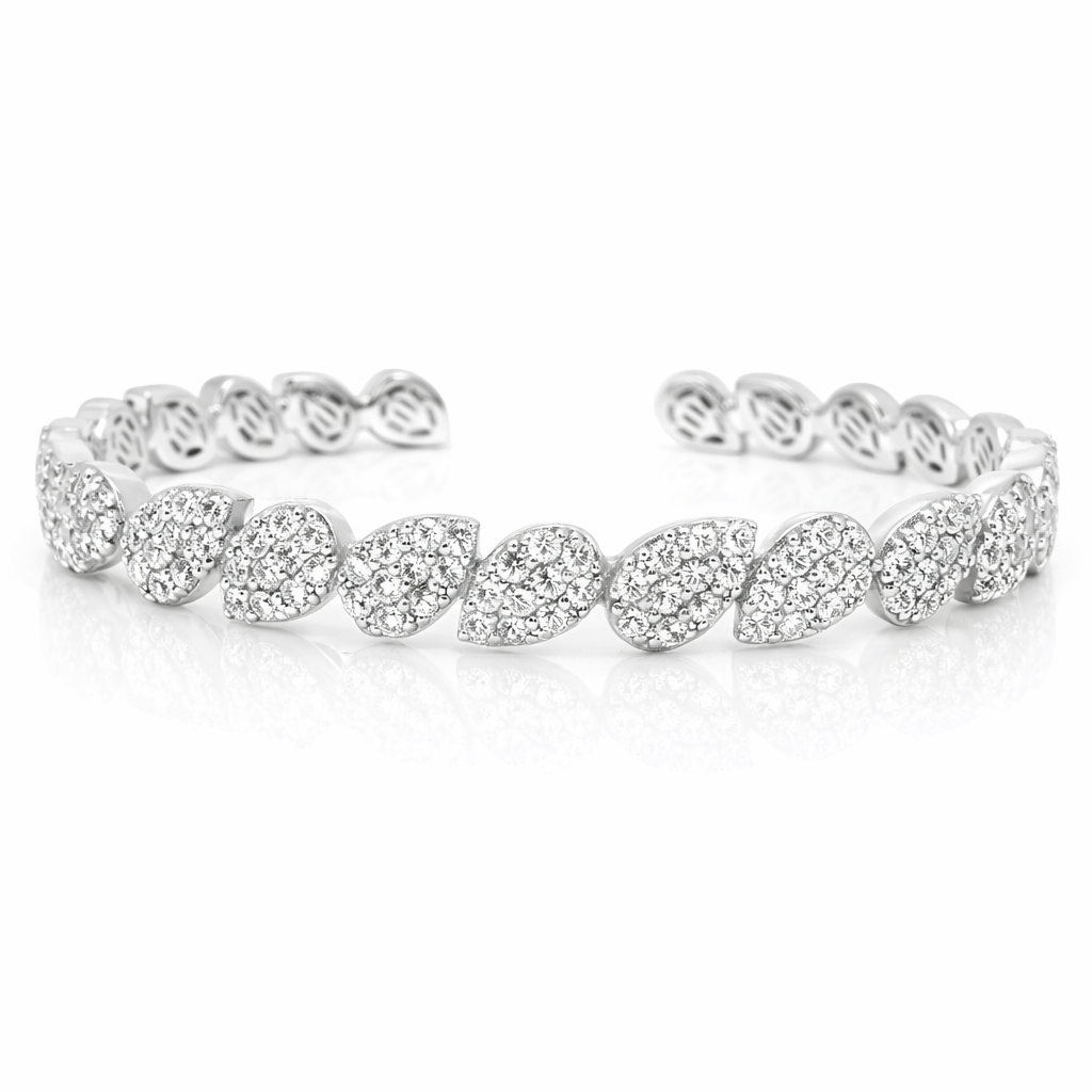 2.66CT Diamond Bangle 14k White Gold