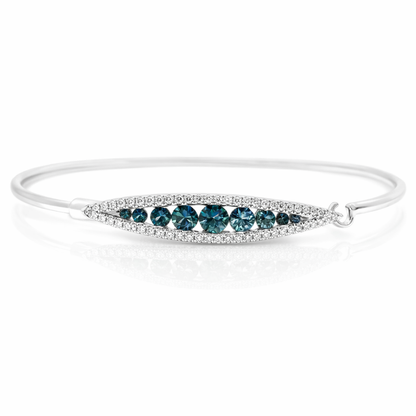 0.27CT Diamond 0.73Ct Blue Sapphire Diamond Bangle 14k White Gold