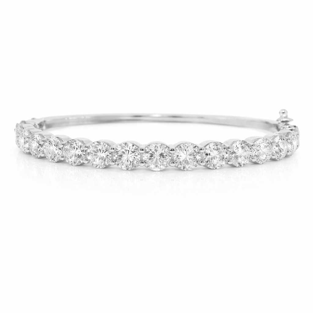 9.65CT Lab Diamond Bangle 14k White Gold