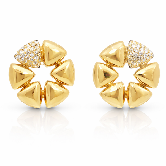 0.97CT Diamond Earrings 14k Yellow Gold