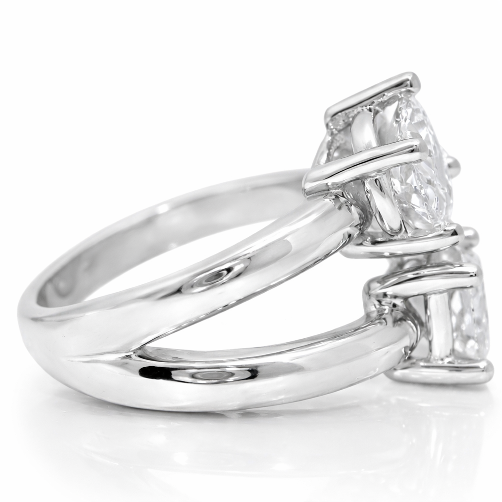 3.38CT Pear Oval & Emerald Cut Lab Diamond Ring 14k White Gold