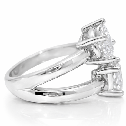 3.38CT Pear Oval & Emerald Cut Lab Diamond Ring 14k White Gold