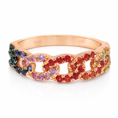 0.53CT Mixed Sapphire Ring 14k Rose Gold