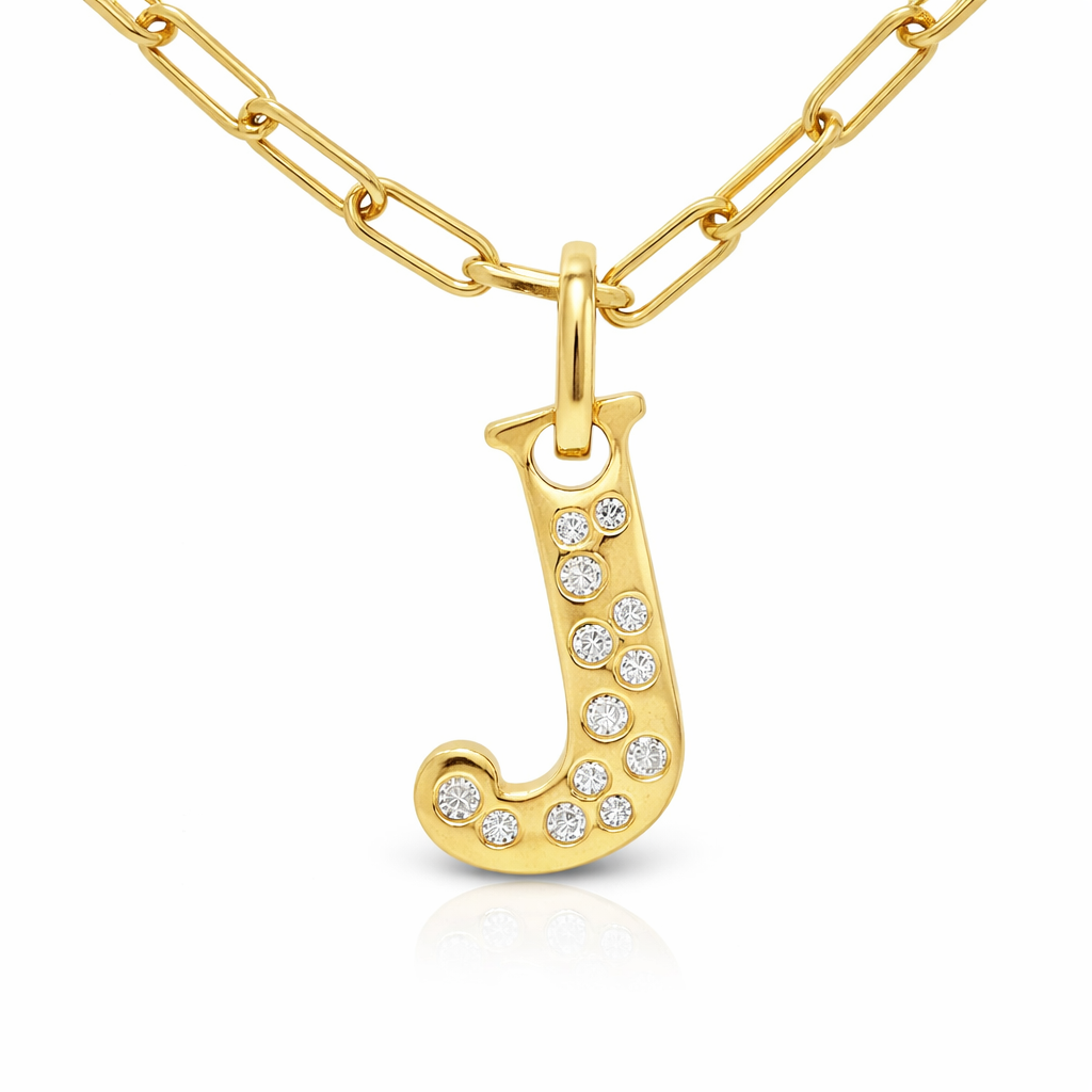 0.14CT Diamond J Letter Pendant 18k Yellow Gold