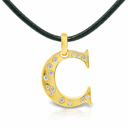 0.48CT Diamond C Letter Pendant 18k Yellow Gold