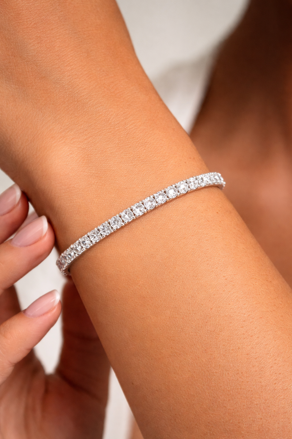 12.04CT Lab Diamond Stretch Bracelet 14k White Gold