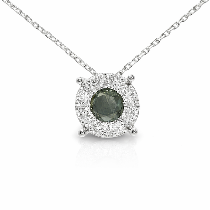 0.40CT Diamond 0.47CT Black Diamond 14k White Gold Pendant