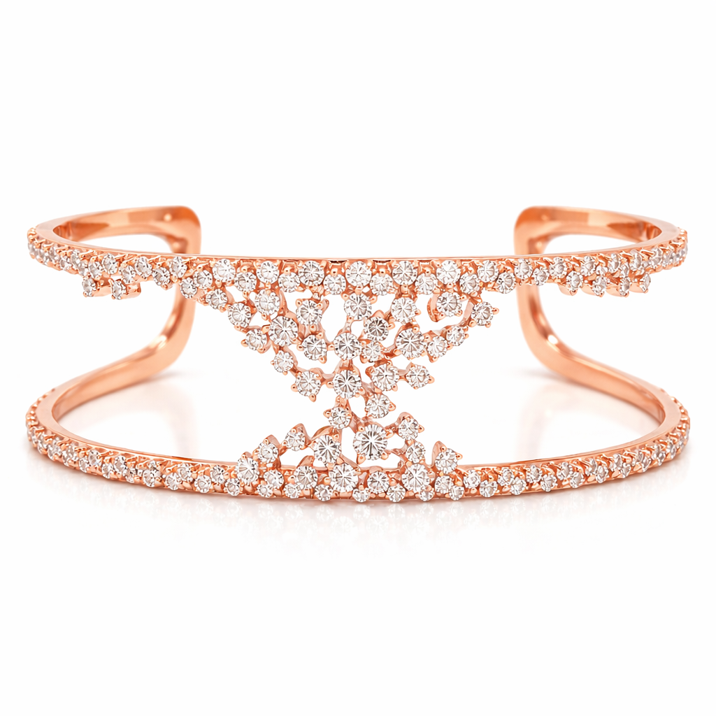 2.47CT Diamond Bangle 14k Rose Gold