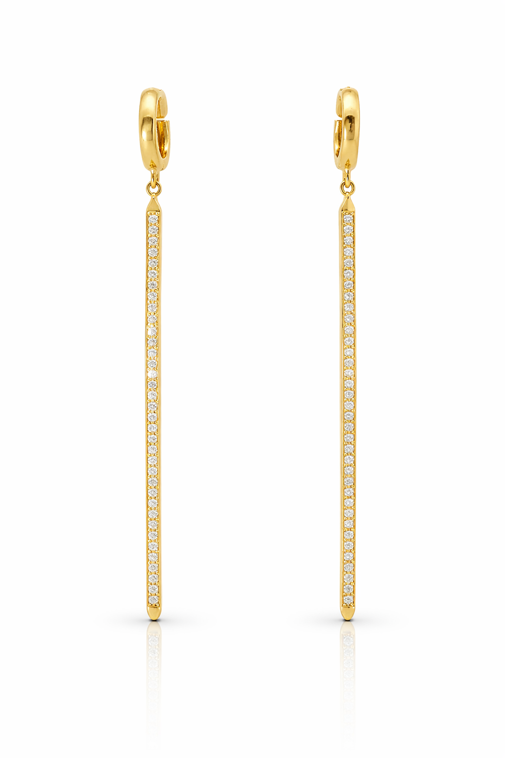 0.38Ct Diamond Bar 14k Yellow Gold Earring
